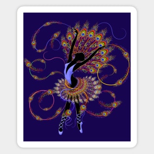 Ballerina Surreal Dancer Peacock Feathers Magnet